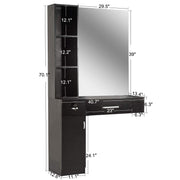 BarberPub Wall Mount Hair Styling Barber Station with Mirror Beauty Salon Spa Equipment 3036