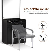 Modern Shampoo Station with Storage Cabinet, Spa Backwash Shampoo  Equipment with Mirror 3130
