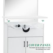 Modern Shampoo Station with Storage Cabinet, Spa Backwash Shampoo  Equipment with Mirror 3130