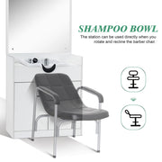 Modern Shampoo Station with Storage Cabinet, Spa Backwash Shampoo  Equipment with Mirror 3130