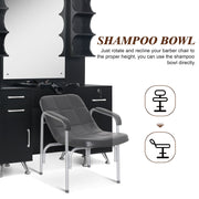 BarberPub Backwash Shampoo Bowl Cabinet, Barber Wall Mount Station with Mirror 3141