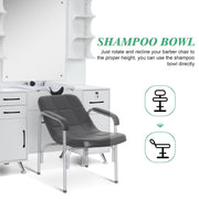 BarberPub Backwash Shampoo Bowl Cabinet, Barber Wall Mount Station with Mirror 3141