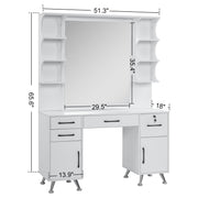 BarberPub Vanity Set with Mirror Make up Table Spa Styling Station 3143