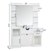 BarberPub Barber Wall Mount Station with Shampoo Bowl High-end Styling Furniture Set 3145