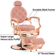 BarberPub Vintage Barber Chair, Heavy Duty Metal Retro Reclining Salon Chair 8914