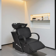 BarberPub Backwash Shampoo Station Chair, Adjustable Ceramic Bowl Barber Station 9051