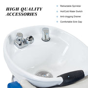BarberPub Salon Backwash Shampoo Chair with Durable Ceramic Bowl 9090BLW