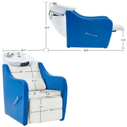 BarberPub Salon Backwash Shampoo Chair with Durable Ceramic Bowl 9090BLW