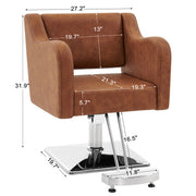 BarberPub Salon Chair 3802 & Backwash Shampoo Chair 9370 Set – Brown Hydraulic Barber Styling Chair with Ceramic Hair Wash Bowl