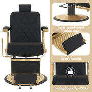 BarberPub Barber Chair for Hair Stylist, Reclining Barbershop Salon Chair 3825