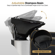 Backwash Shampoo Chair with Adjustable Porcelain Bowl Sink Unit for Spa Salon 9175