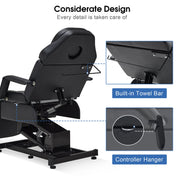 Electric Beauty Bed with 3 Motors, Tattoo Facial Bed for Esthetician , Massage Table for Client 2751
