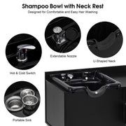 Shampoo Backwash Sink Station for Storage, Salon Shampoo Cabinet with Shampoo Bowl 7135