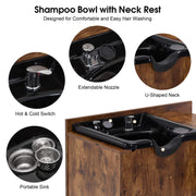 Shampoo Backwash Sink Station for Storage, Salon Shampoo Cabinet with Shampoo Bowl 7135