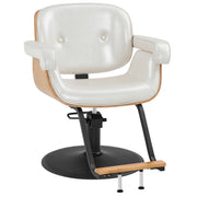 BarberPub Wooden Swivel Salon Chair for Hair Stylist, Hair Styling Chair 62