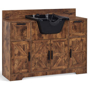Barber Shampoo Storage Station, Hair Salon Shampoo Equipment with Backwash Sink & Cabinet 7137