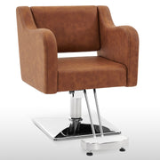 BarberPub Salon Chair 3802 & Backwash Shampoo Chair 9370 Set – Brown Hydraulic Barber Styling Chair with Ceramic Hair Wash Bowl