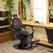 BarberPub Metal Vintage Barber Chair1, Reclining Barbershop Chair with Headrest 3849