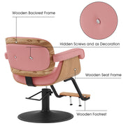 BarberPub Wooden Swivel Salon Chair for Hair Stylist, Hair Styling Chair 62