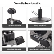 BarberPub All Purpose Barber Chair,Reclining Hair Stylist Salon Chair With Headrest 9502