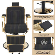 BarberPub Hydraulic Reclining Barber Chair with Adjustable Headrest, Black 8334
