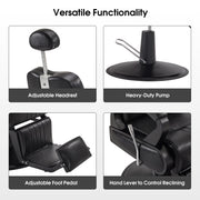 BarberPub All Purpose Barber Chair,Reclining Hair Stylist Salon Chair With Headrest 9502