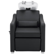 BarberPub Backwash Shampoo Station Chair, Ceramic Hair Wash Bowl for Salon 9364