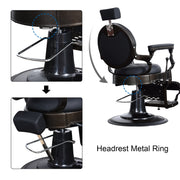 BarberPub Vintage Barber Chair, Heavy Duty Metal Frame Reclining All Purpose Chair 2947
