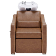 BarberPub Backwash Shampoo Station Chair, Ceramic Hair Wash Bowl for Salon 9364