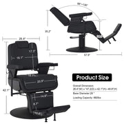 Barber Chair 3819 & Anti-Fatigue Mat 0085 Set - All Purpose Reclining Hydraulic Barber Chair with 1 Inch Thick Salon Mat, Ideal for Barbers & Stylists