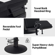 Barber Chair 3819 & Anti-Fatigue Mat 0085 Set - All Purpose Reclining Hydraulic Barber Chair with 1 Inch Thick Salon Mat, Ideal for Barbers & Stylists