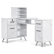 L-Shaped Multi-functional Storage Manicure Table, Beauty Nail Desk with Open Space 2866
