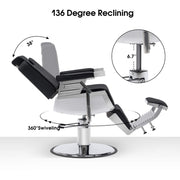 Barber Chair 3819 & Anti-Fatigue Mat 0085 Set - All Purpose Reclining Hydraulic Barber Chair with 1 Inch Thick Salon Mat, Ideal for Barbers & Stylists