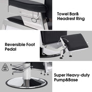 Barber Chair 3819 & Anti-Fatigue Mat 0085 Set - All Purpose Reclining Hydraulic Barber Chair with 1 Inch Thick Salon Mat, Ideal for Barbers & Stylists