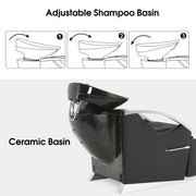 BarberPub Backwash Bowl Shampoo Chair,Ceramic Bowl Station Barber Salon 9077