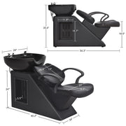 BarberPub Shampoo Chair, Ceramic Bowl Backwash Sink Barber Chair for Salon 9020