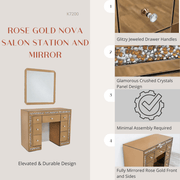 Rose Gold Nova Salon Station and Mirror