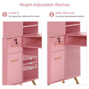 L-Shaped Multi-functional Storage Manicure Table, Beauty Nail Desk with Open Space 2866