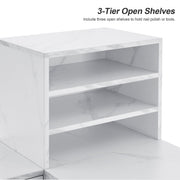 L-Shaped Multi-functional Storage Manicure Table, Beauty Nail Desk with Open Space 2866