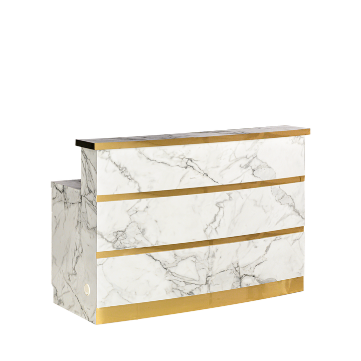Gold & Marble Reception Desk (Curved) Whale Spa