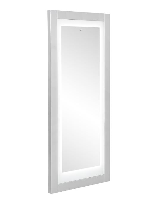 Luna LED Lighted Hair Salon Station and Wall Mirror Silver Gray DIR