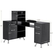 L-Shaped Multi-functional Storage Manicure Table, Beauty Nail Desk with Open Space 2866