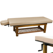 Solterra Teak Massage Table Almond TouchAmerica
