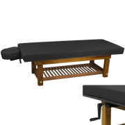 Solterra Teak Massage Table Black TouchAmerica