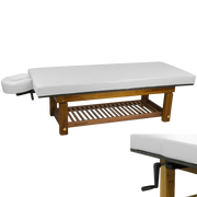 Solterra Teak Massage Table White TouchAmerica