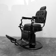Antique Round Seat Koken Barber Chair - Matte & Gloss Black