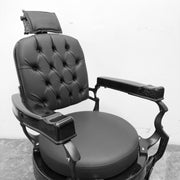 Antique Round Seat Koken Barber Chair - Matte & Gloss Black