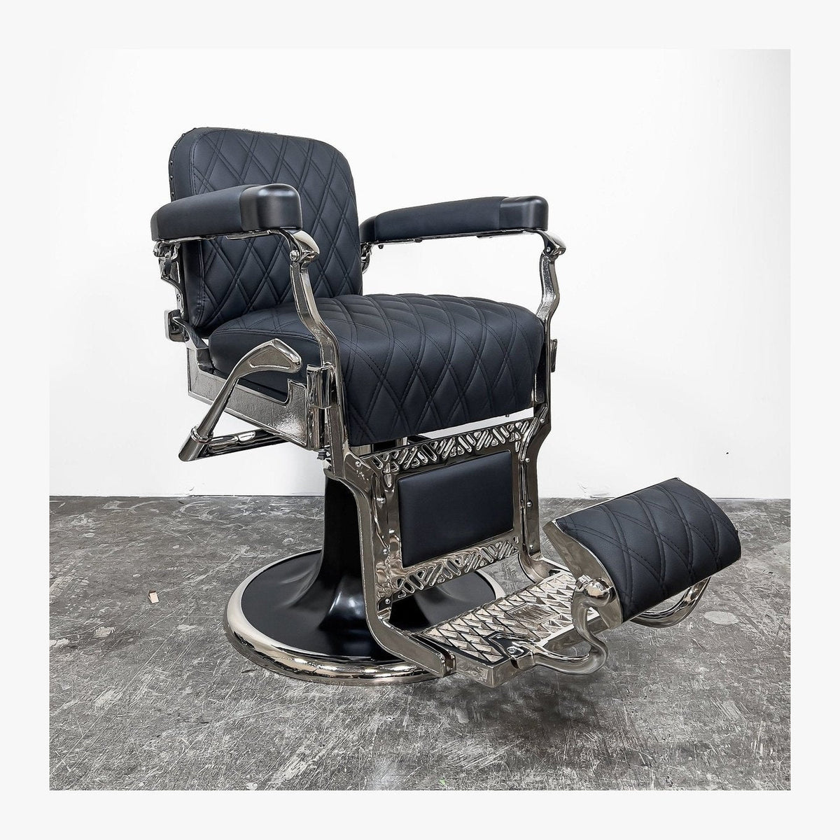 Custom Nickel & Black Koken Barber Chair