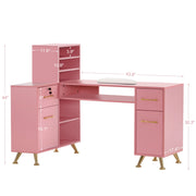 L-Shaped Multi-functional Storage Manicure Table, Beauty Nail Desk with Open Space 2866
