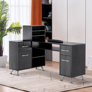 L-Shaped Multi-functional Storage Manicure Table, Beauty Nail Desk with Open Space 2866
